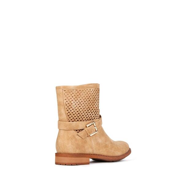 Just Fab Telia Ankle Faux Tan Suede Mesh Heel Buckle Boot Booties Size: 8 - Picture 11 of 12